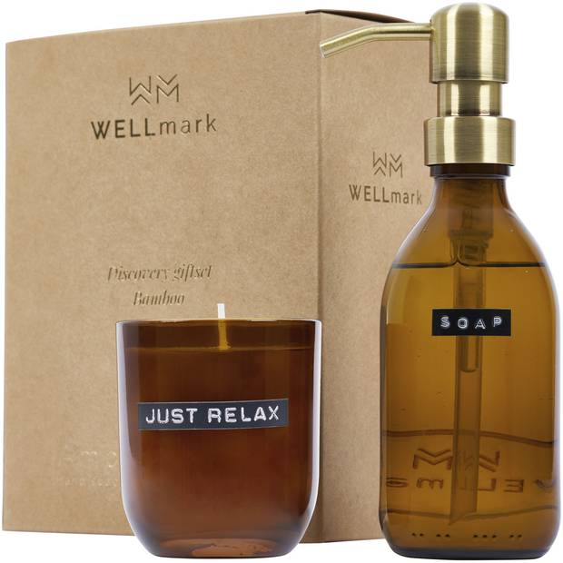 Wellmark Discovery dávkovač mydla 200ml a 150g sviečok - s vôňou bambusu, žltá Amber Wellmark Discovery dávkovač mydla 200ml a 150g sviečok - s vôňou bambusu, žltá Amber