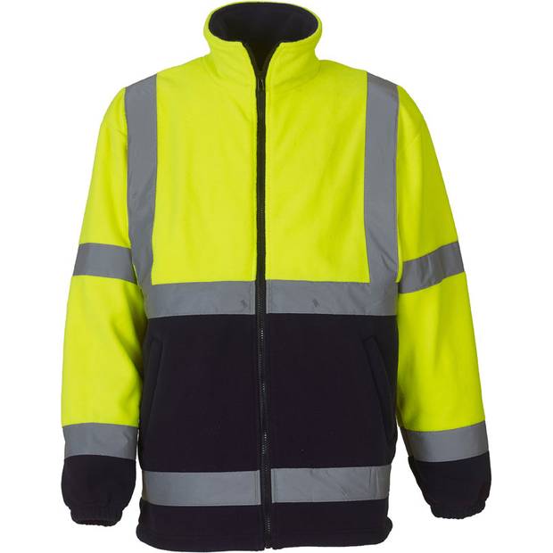 Yoko|HVK08, Hi-Vis Fleecová Bunda, žltá Hi Vis-modrá Navy, L Yoko|HVK08, Hi-Vis Fleecová Bunda, žltá Hi Vis-modrá Navy, L