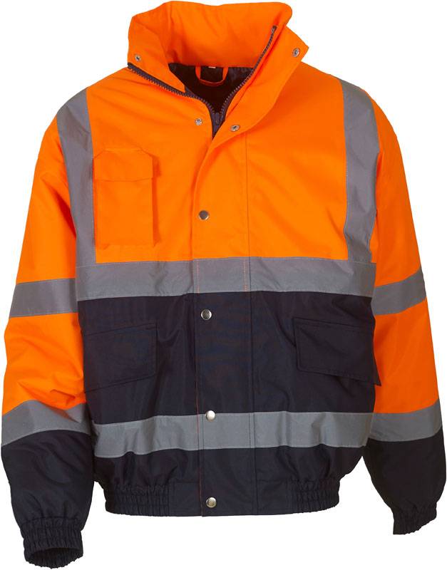 Yoko|HVP218, Hi-Vis Bomber Bunda, oranžová Hi Vis-modrá Navy, M