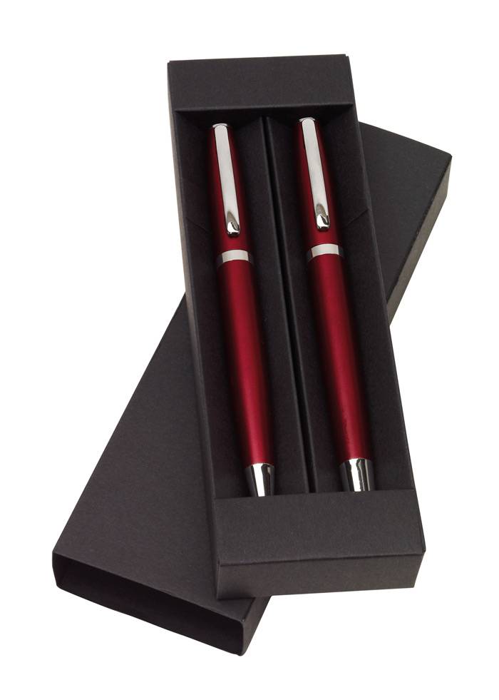 Zafra Psací souprava, kuličkové pero a roller, červená