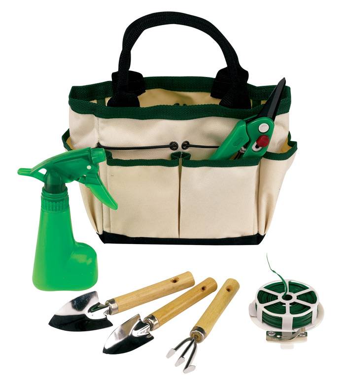 Zahradní souprava v béžovém pouzdře