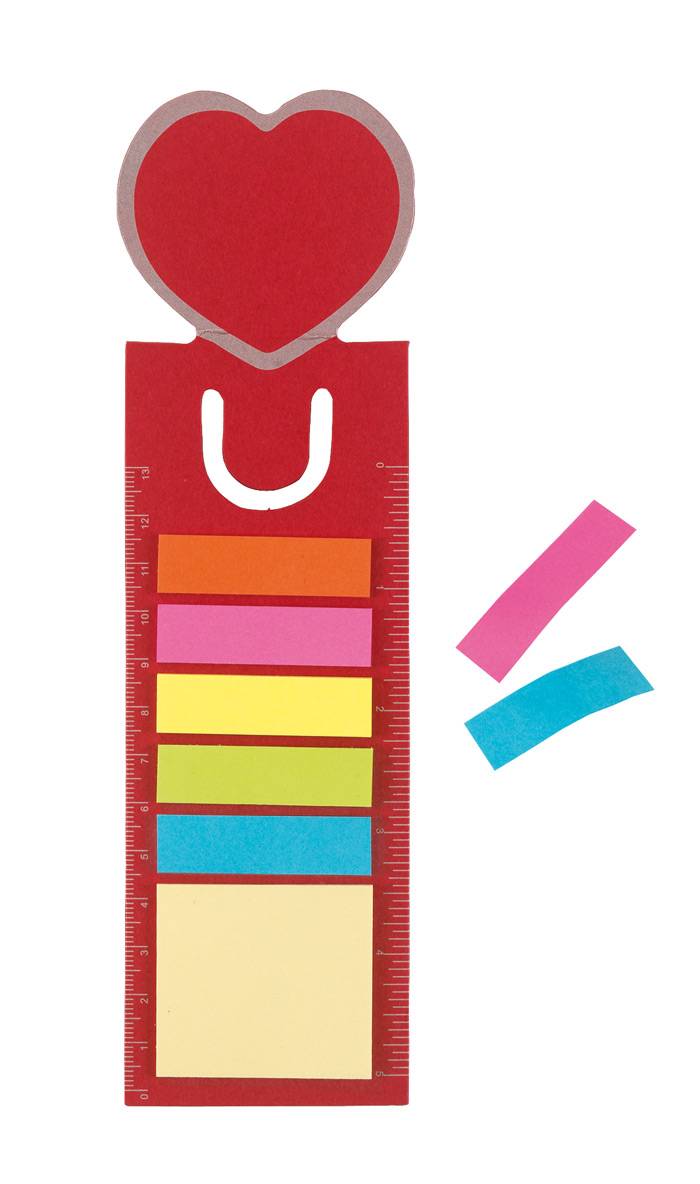Záložka so samolepiacími memo papierikmi, srdiečko