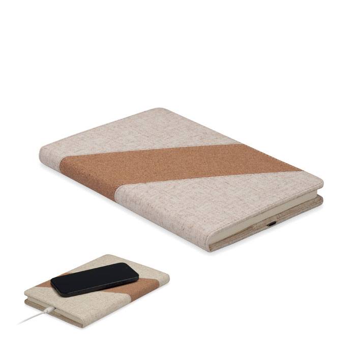 Zápisník A5 s 15W nabíjačkou, hnedá Beige