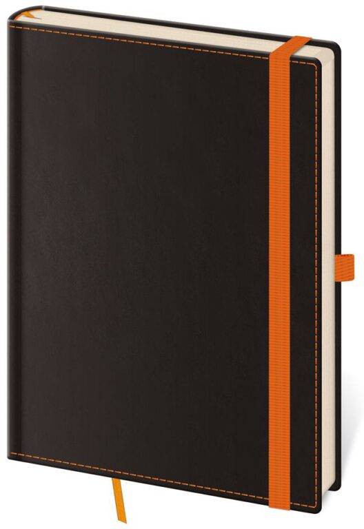 Zápisník Black Orange L linajkový, čierna - oranžová