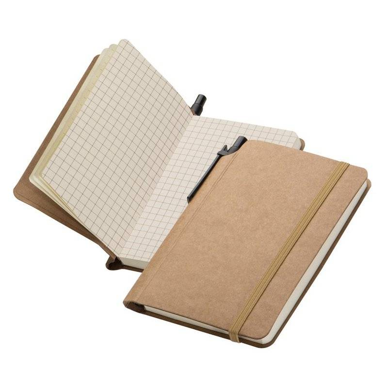 Zápisník se štvorček.papierom a s kul.pero, 80 stran, hnědá