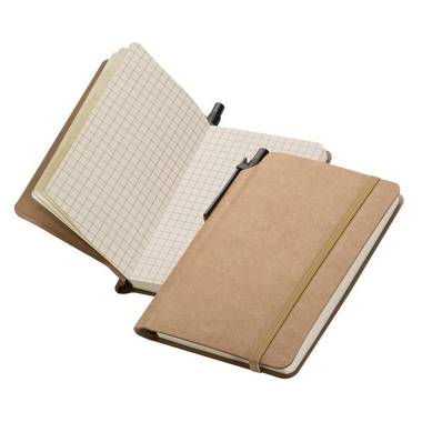 Zápisník so štvorček.papierom a s gul.perom, 80 strán, hnedá