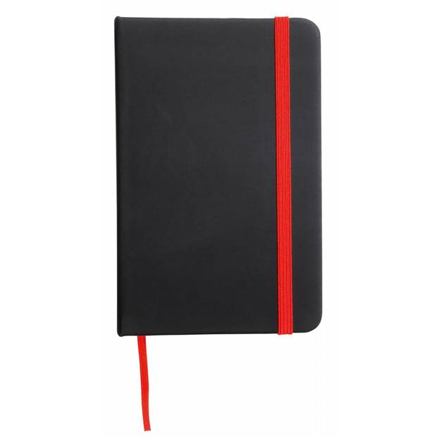 Zápisník velikosti A5, černý s červenou záložkou a gumičkou Zápisník velikosti A5, černý s červenou záložkou a gumičkou