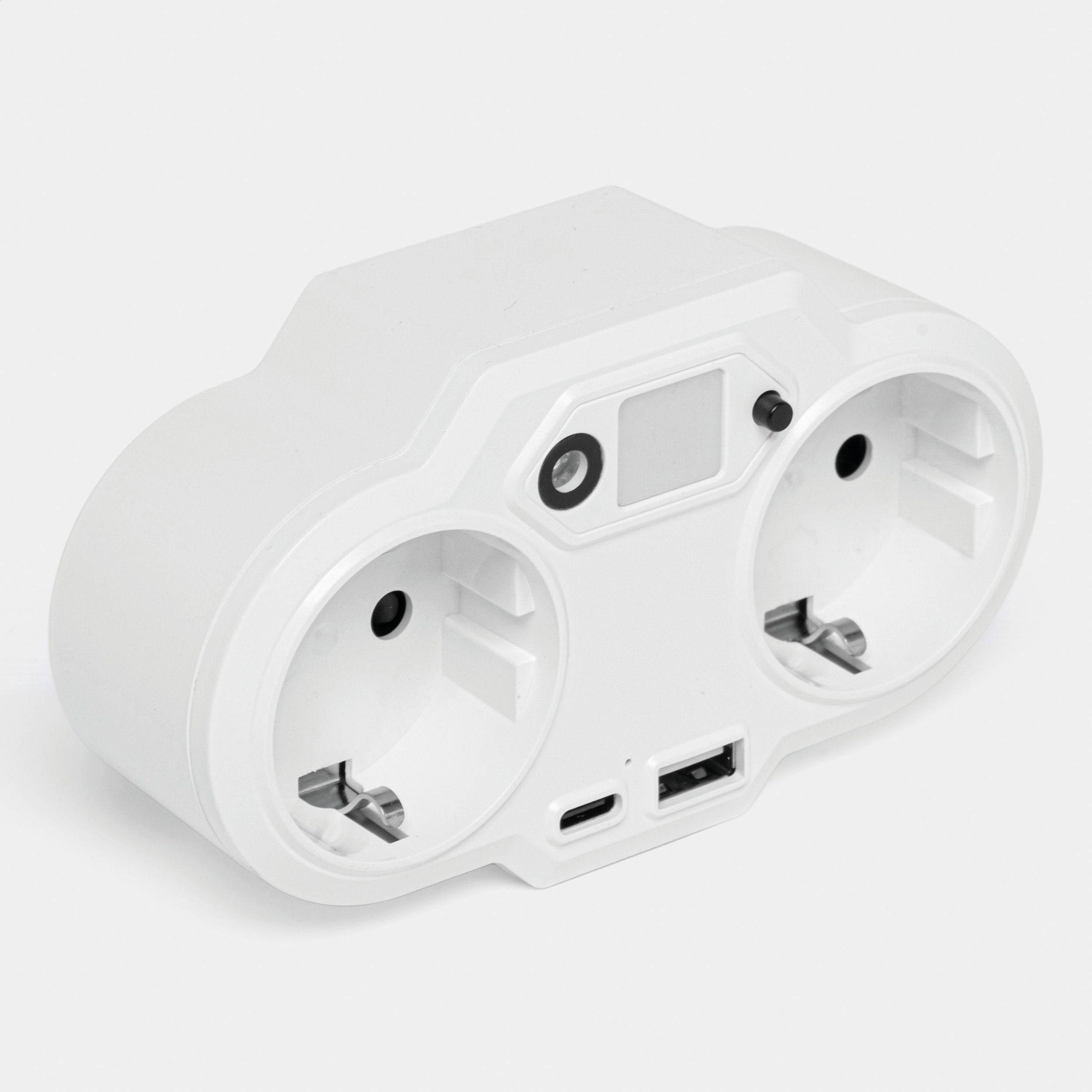 Zásuvný napájací zdroj USB s nočným svetlom ENDLESS POWER NIGHT, biela