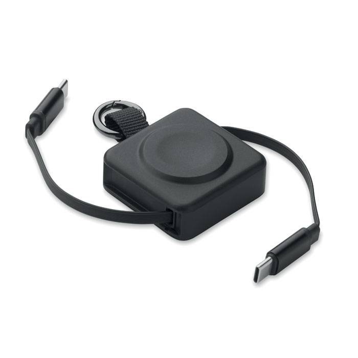 Zaťahovací 100W kábel USB-C, čierna