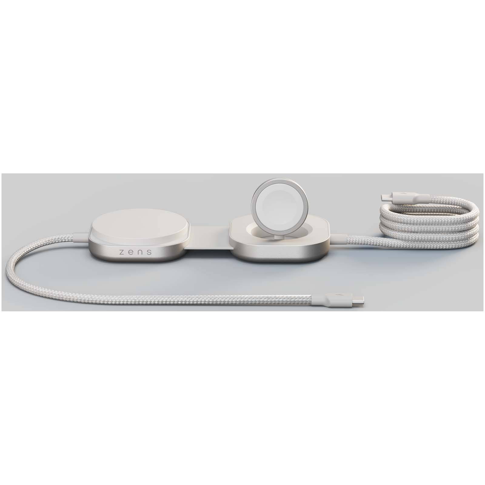 Zens Pro 3 140W nabíjací kábel 3 v 1 s USB-C, biela 