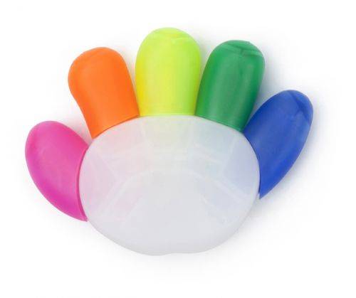 Zvýrazňovač ve tvaru ruky, 5 barev