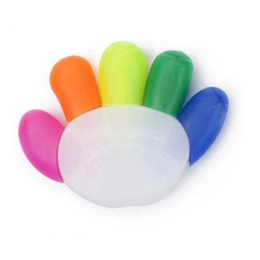 Zvýrazňovač ve tvaru ruky, 5 barev