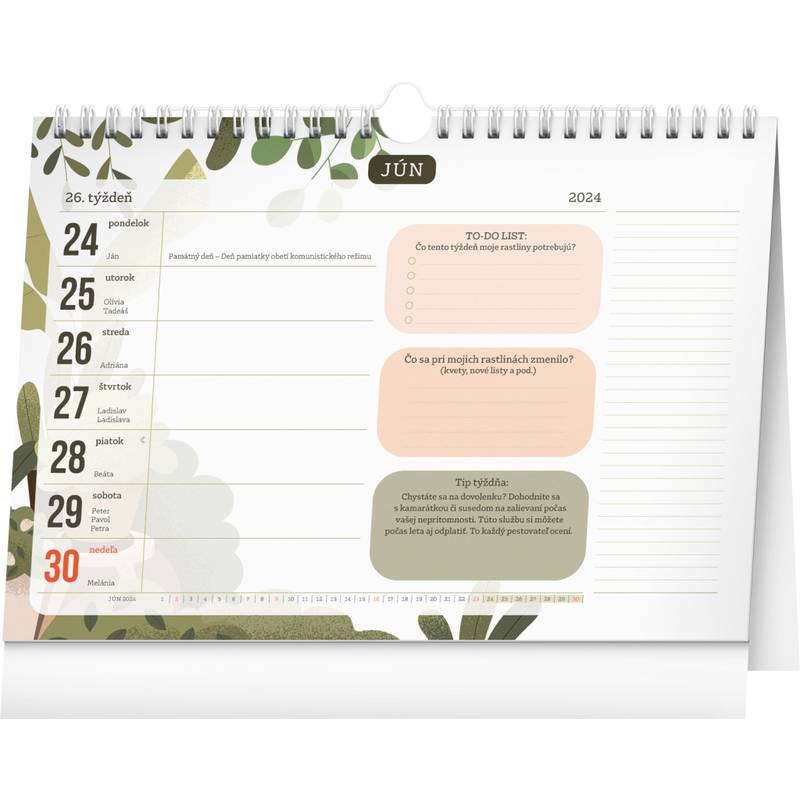 Stolový kalendár pre milovníkov izbových rastlín 2024, 30 × 21 cm
