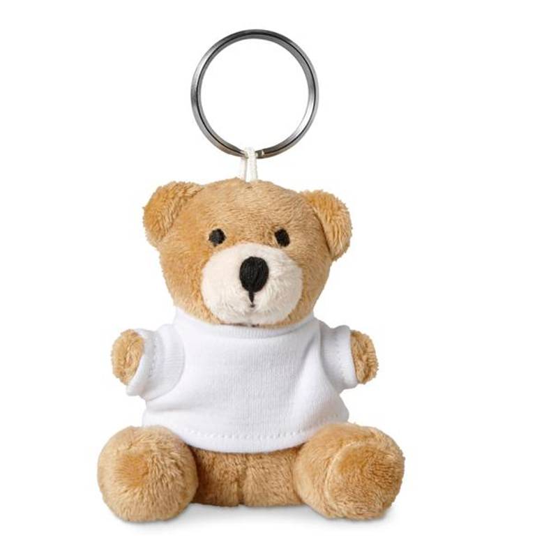 PILASO prívesok na kľúče, plyšový medveď, biela
