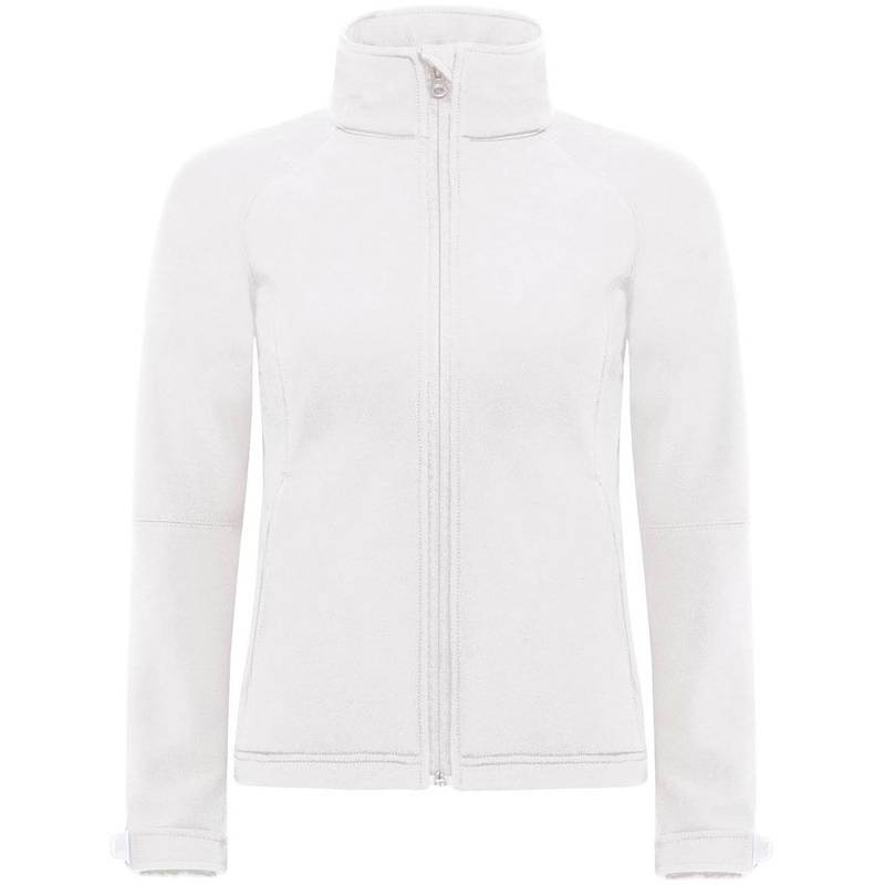 B&C | Hooded Softshell /women, Dámska 3-vrstvová softshellová bunda s kapucňou, biela, L
