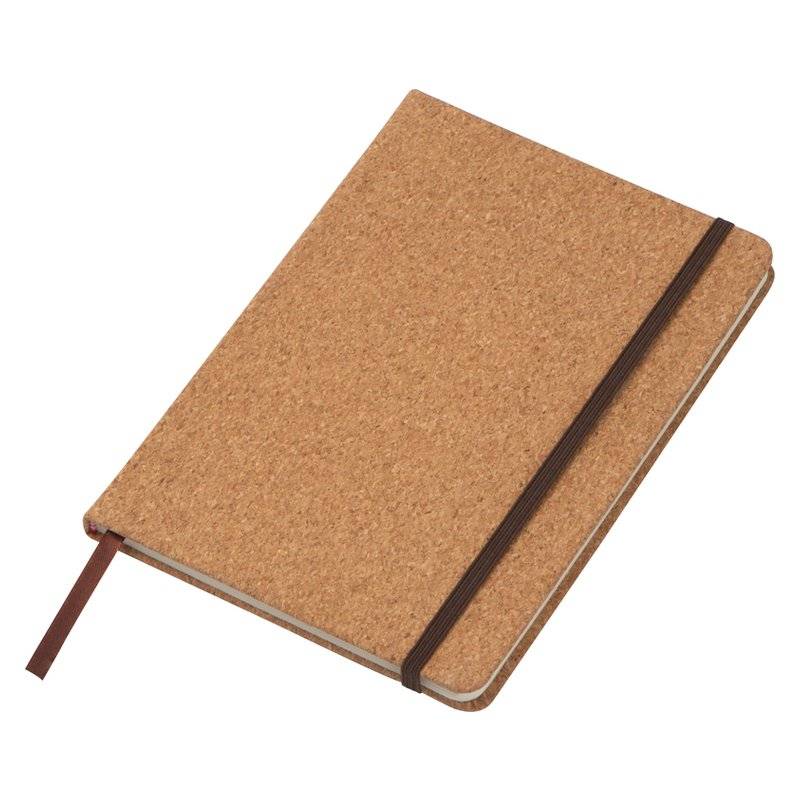 Zápisník veľkosti A5 s linkovaným listami, so záložkou aj gumičkou, dizajn korku Zápisník veľkosti A5 s linkovaným listami, so záložkou aj gumičkou, dizajn korku