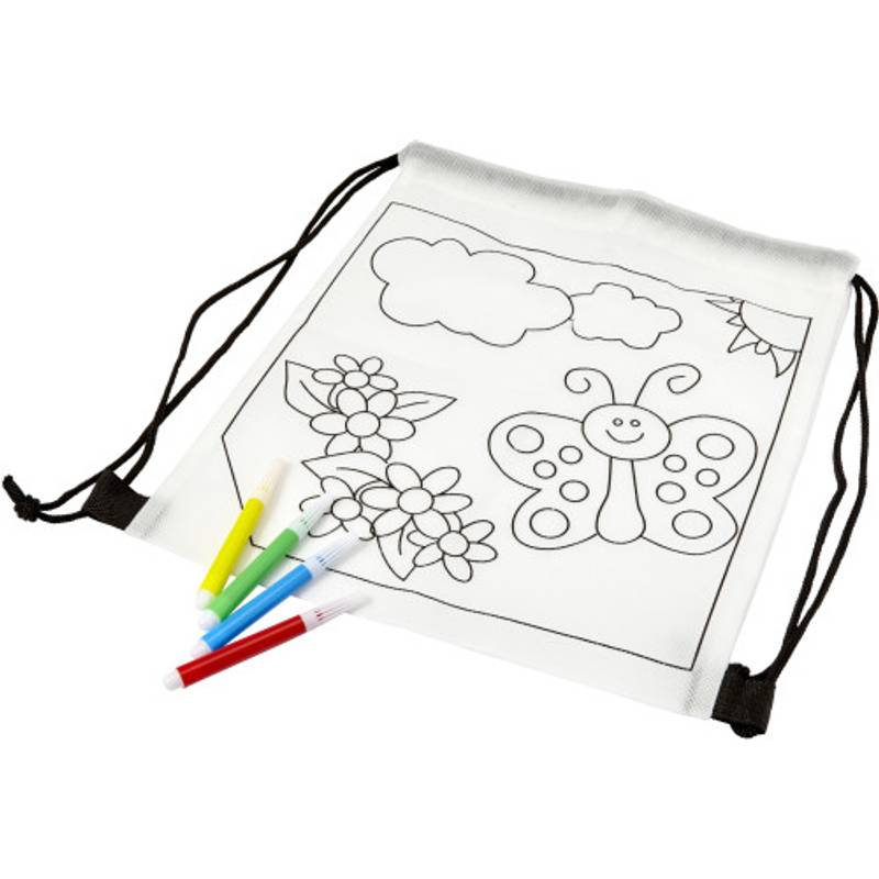 TALKON Netkaný stahovací batůžek s Omalovánka a 4 fixy TALKON Netkaný stahovací batůžek s Omalovánka a 4 fixy