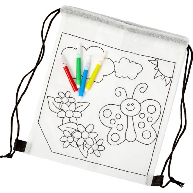 TALKON Netkaný stahovací batůžek s Omalovánka a 4 fixy TALKON Netkaný stahovací batůžek s Omalovánka a 4 fixy