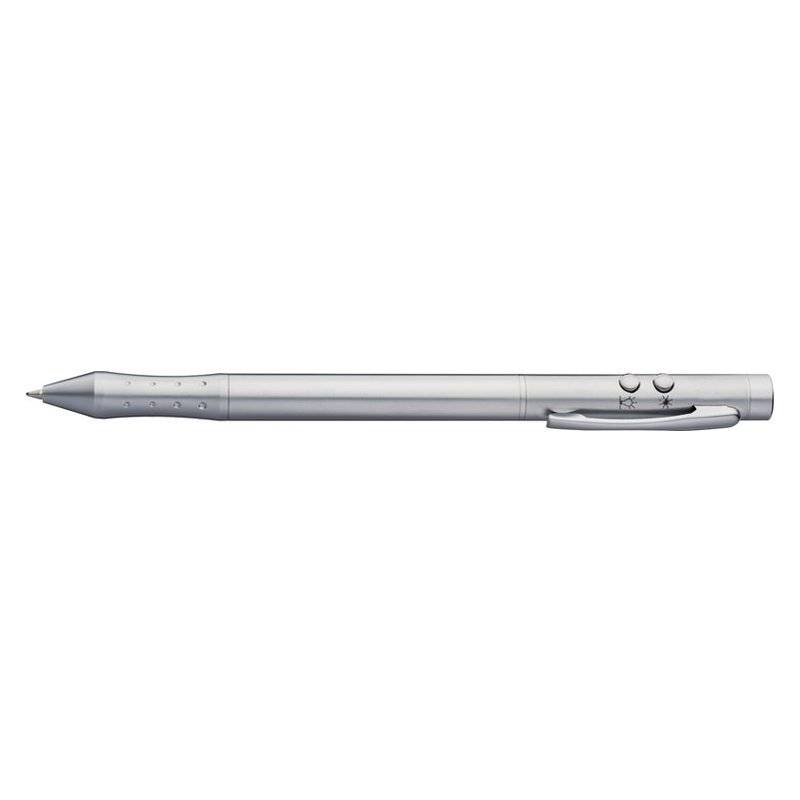 Kovové guľôčkové pero s laserovým ukazovátkom, strieborná