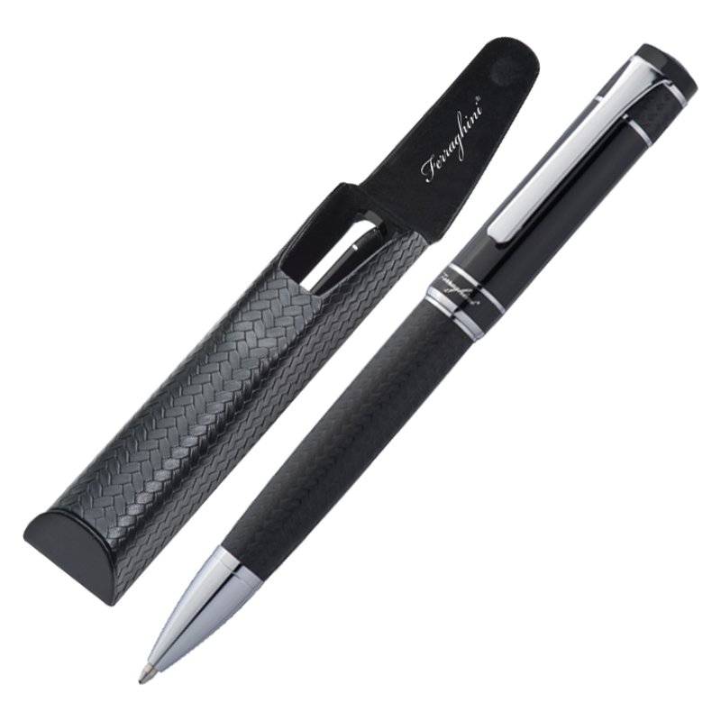 Luxusní kuličkové pero značky Ferraghini v pouzdře z umělé kůže, černá
