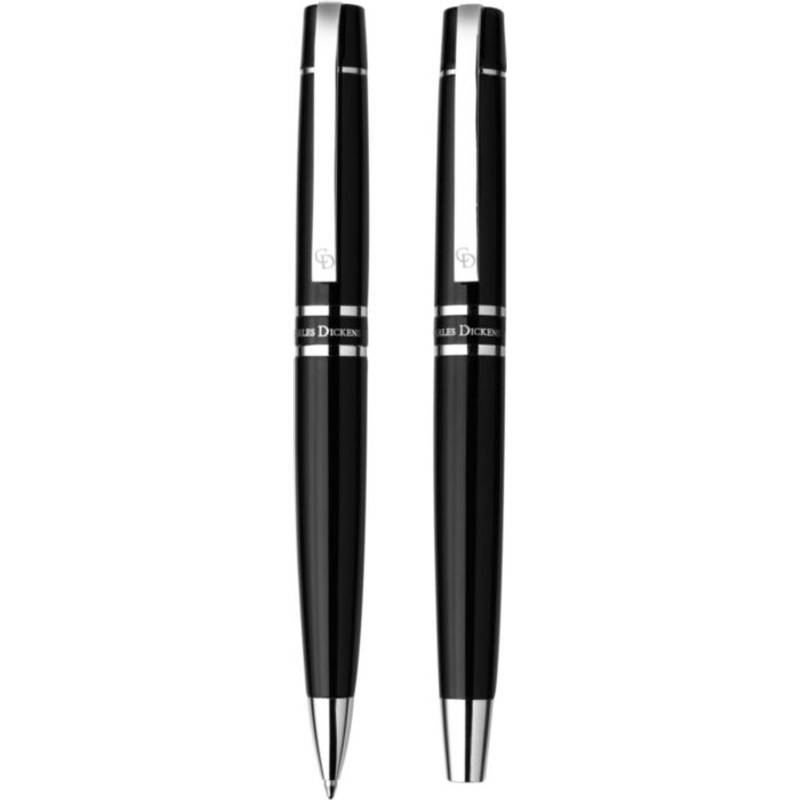 Charles Dickens Písacia súprava, guľôčkové pero a roller v darčekovej krabičke, čierna Charles Dickens Písacia súprava, guľôčkové pero a roller v darčekovej krabičke, čierna
