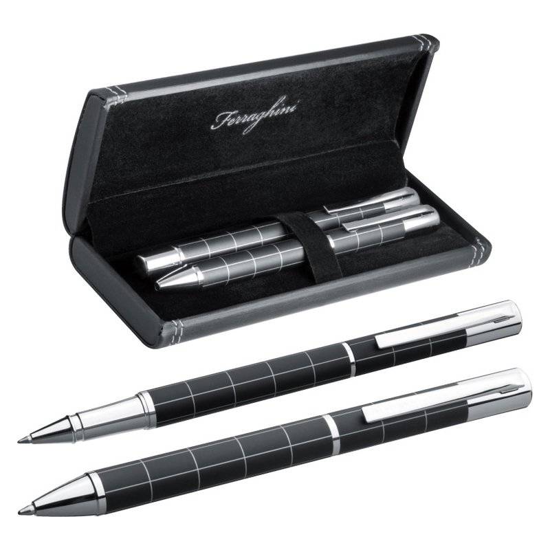 Psací souprava, kuličkové pero a roller v dárkovém balení, černá Psací souprava, kuličkové pero a roller v dárkovém balení, černá