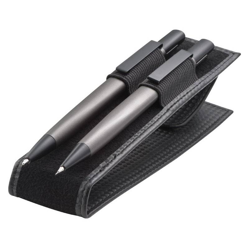 Kovová sada kuličkové pero s modrou náplní a mikrotužka, šedá Kovová sada kuličkové pero s modrou náplní a mikrotužka, šedá