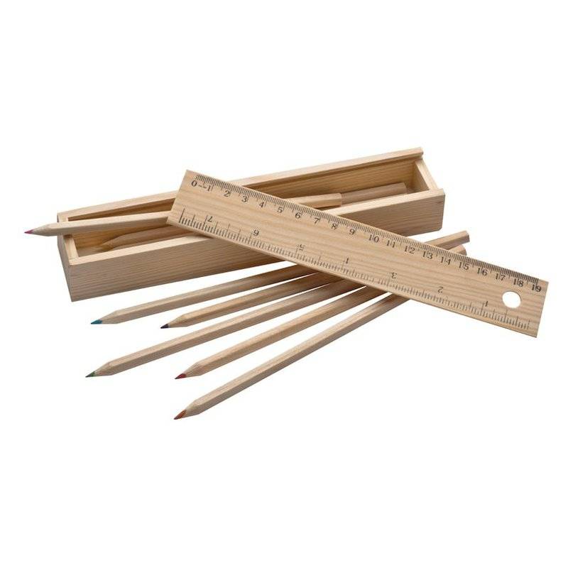 Súprava 8 ks pasteliek a pravítka, hnedá Súprava 8 ks pasteliek a pravítka, hnedá