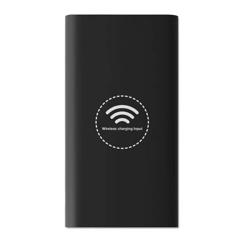 Bezdrôtová nabíjacia powerbanka 8000 mAh s pogumovaným povrchom, čierna Bezdrôtová nabíjacia powerbanka 8000 mAh s pogumovaným povrchom, čierna