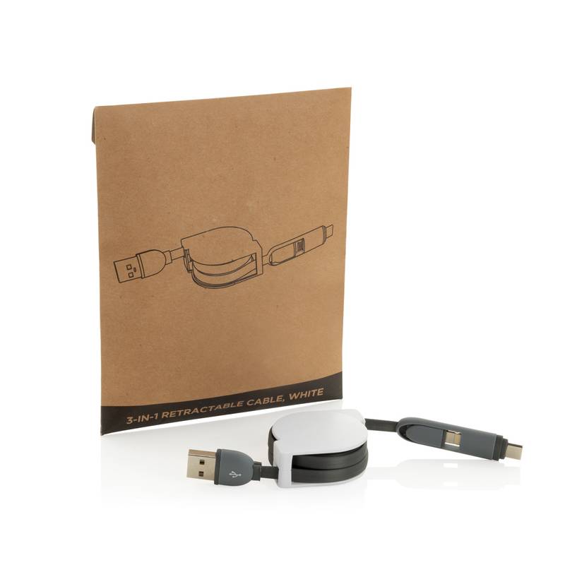MARETIM nabíjací kábel 3 v 1, 1m dlhý zvinovací kábel, sivá MARETIM nabíjací kábel 3 v 1, 1m dlhý zvinovací kábel, sivá