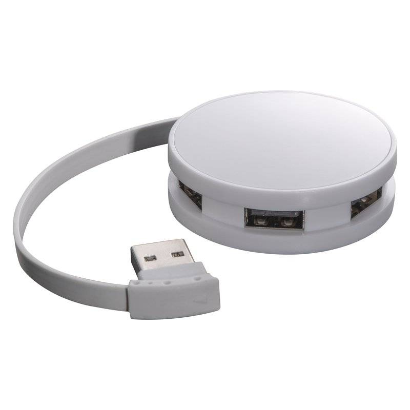 Okrúhly USB hub, biela