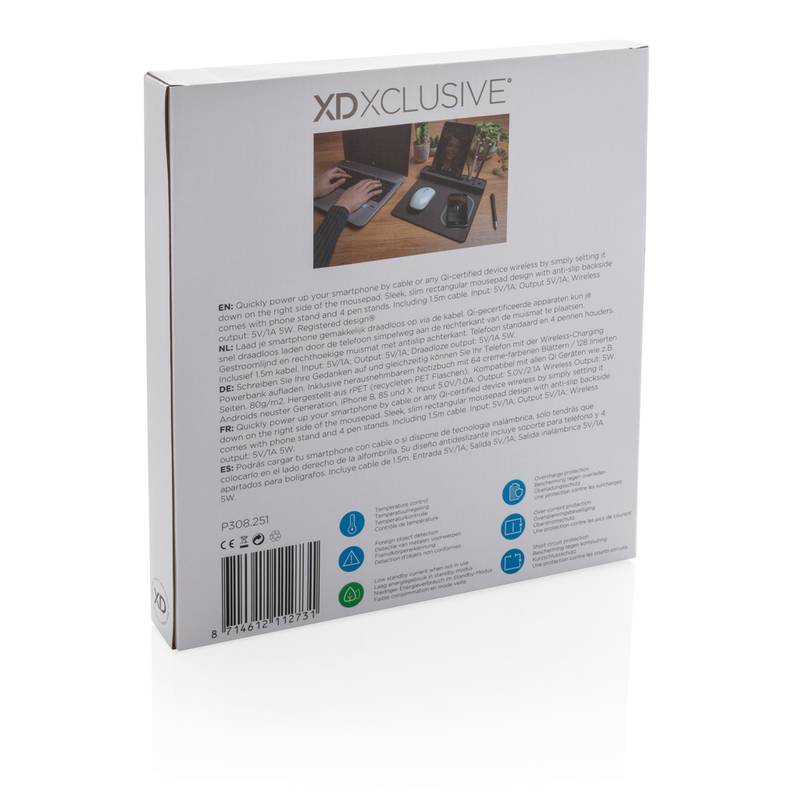 Air podložka pod myš s bezdrôtovým nabíjaním a USB, čierna Air podložka pod myš s bezdrôtovým nabíjaním a USB, čierna