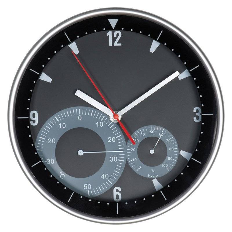 Nástenné hodiny s termometrom, čierna Nástenné hodiny s termometrom, čierna