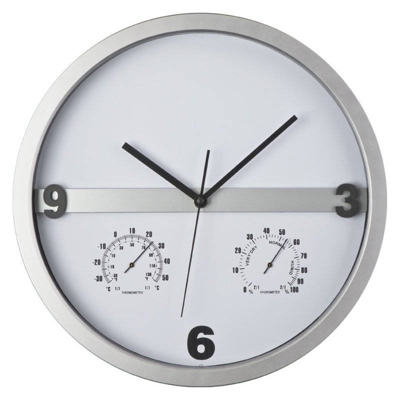 DIPED nástenné hodiny, teplomer, vlhkomer, sivá DIPED nástenné hodiny, teplomer, vlhkomer, sivá
