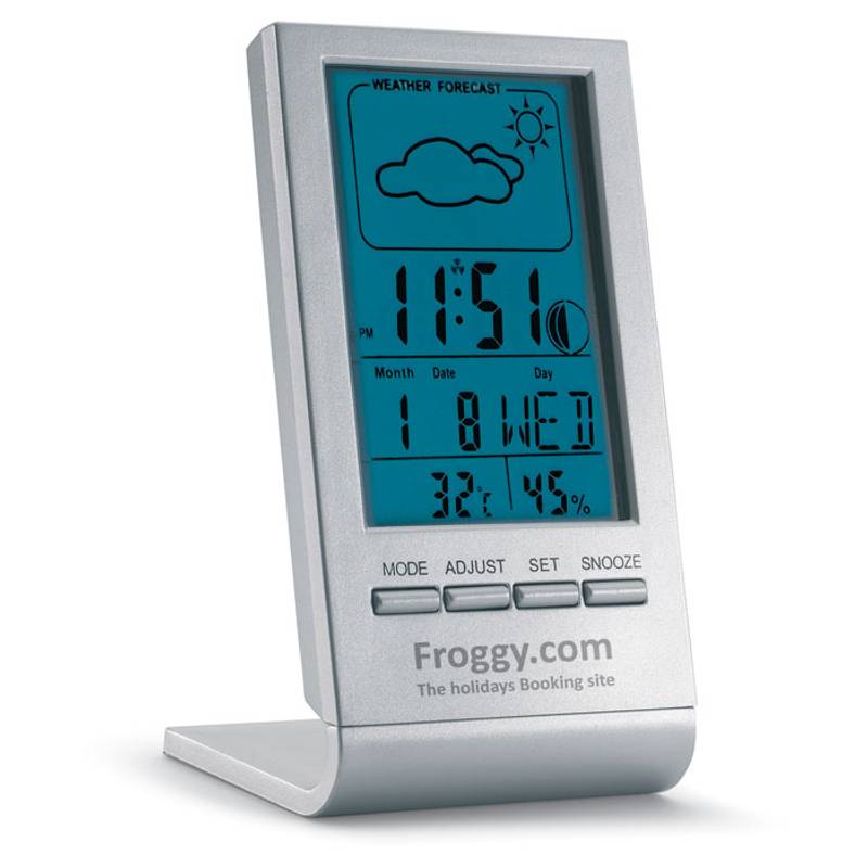 Meteostanica modrým LCD displejom, strieborná Meteostanica modrým LCD displejom, strieborná