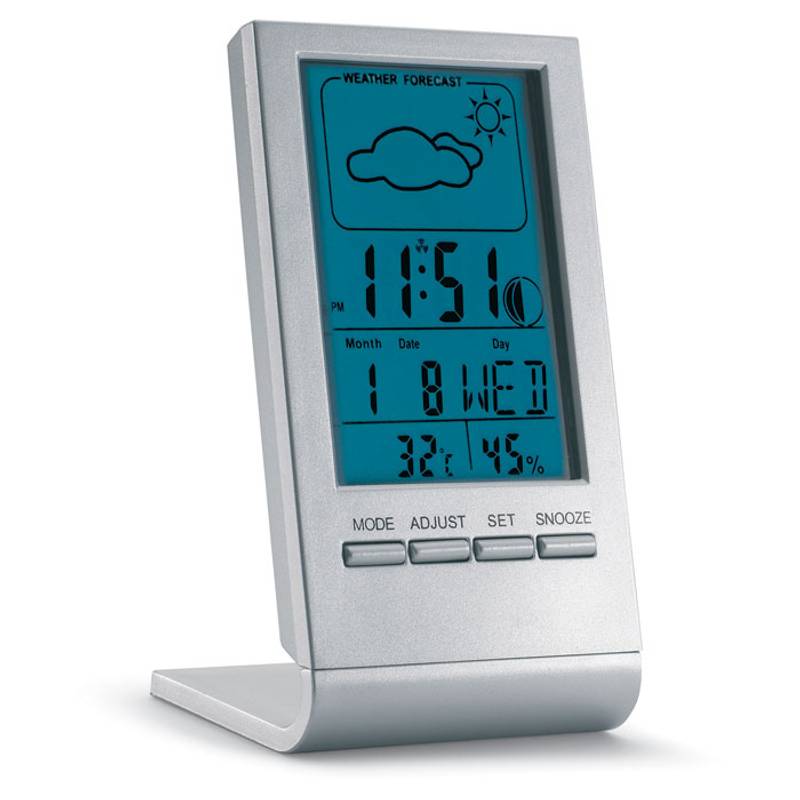 Meteostanica modrým LCD displejom, strieborná Meteostanica modrým LCD displejom, strieborná