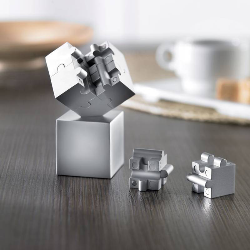 3D kovové magnetické puzzle, strieborná