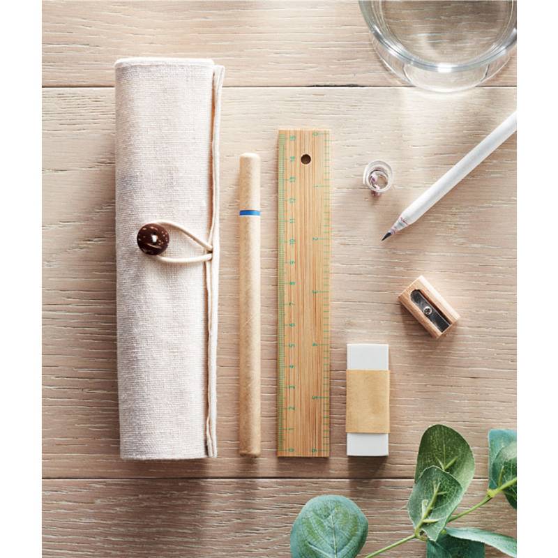 Kancelářská sada z eko materiálů, v plátěném pouzdře / ECOSET / Kancelářská sada z eko materiálů, v plátěném pouzdře / ECOSET /