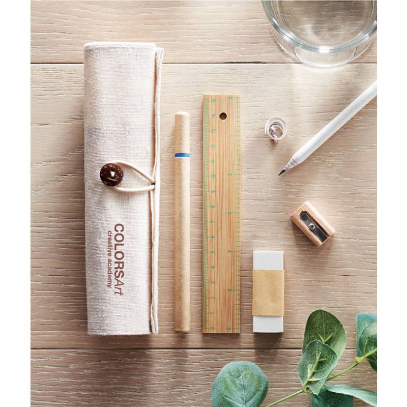 Kancelářská sada z eko materiálů, v plátěném pouzdře / ECOSET / Kancelářská sada z eko materiálů, v plátěném pouzdře / ECOSET /