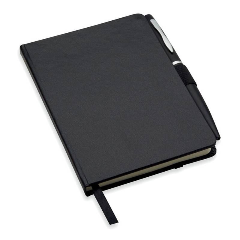 Zápisník s perom v gumičke, čierna, A6