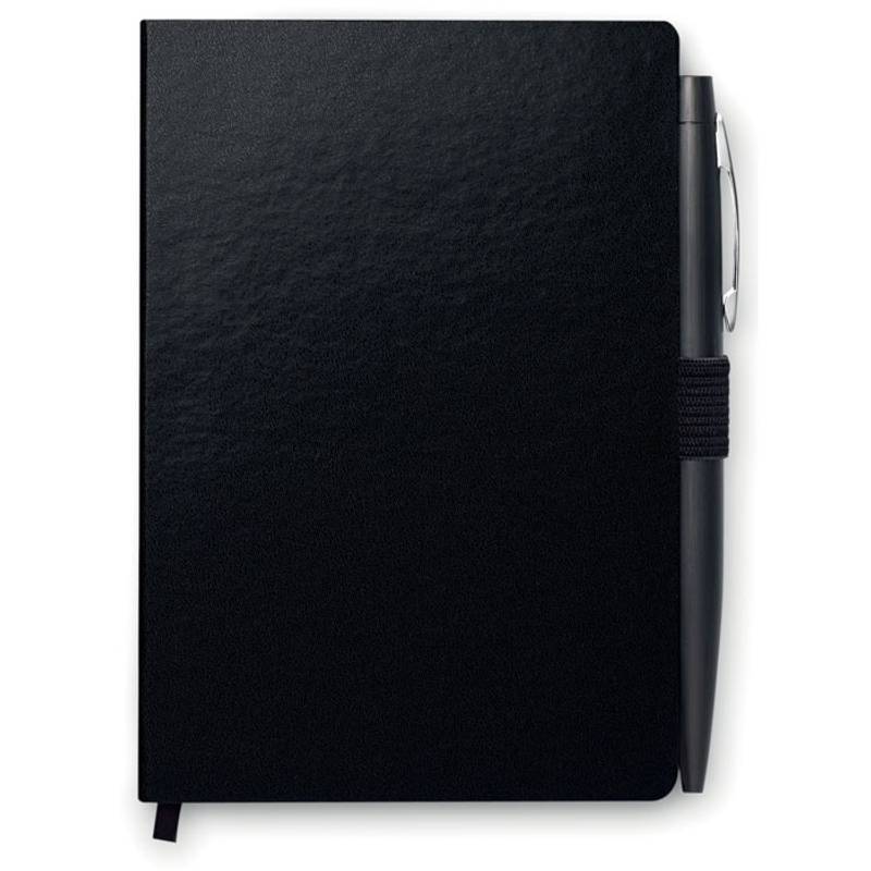 Zápisník s perem v gumičce, černá, A6