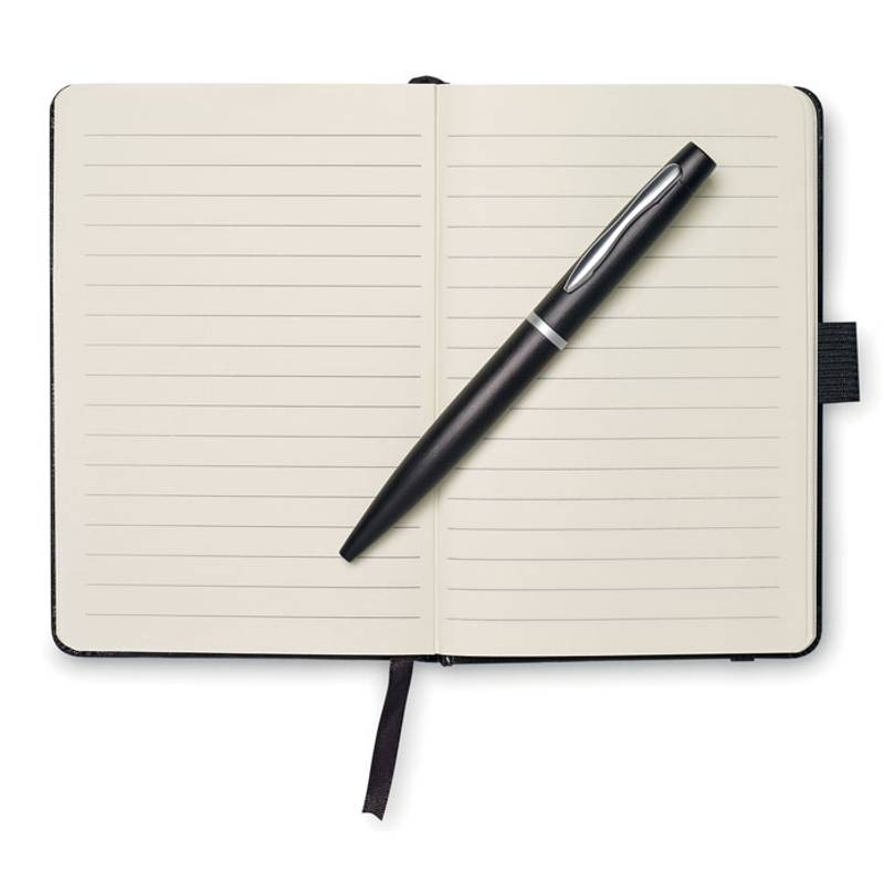 Zápisník s perom v gumičke, čierna, A6