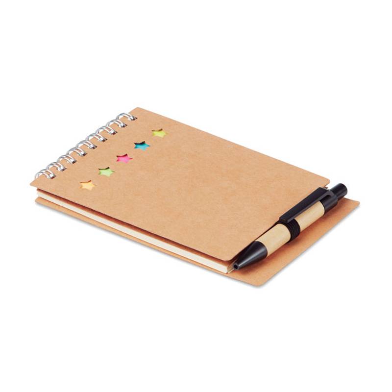 Recyklovaný zápisník s perem, černá náplň a 5x samolepící note it Recyklovaný zápisník s perem, černá náplň a 5x samolepící note it