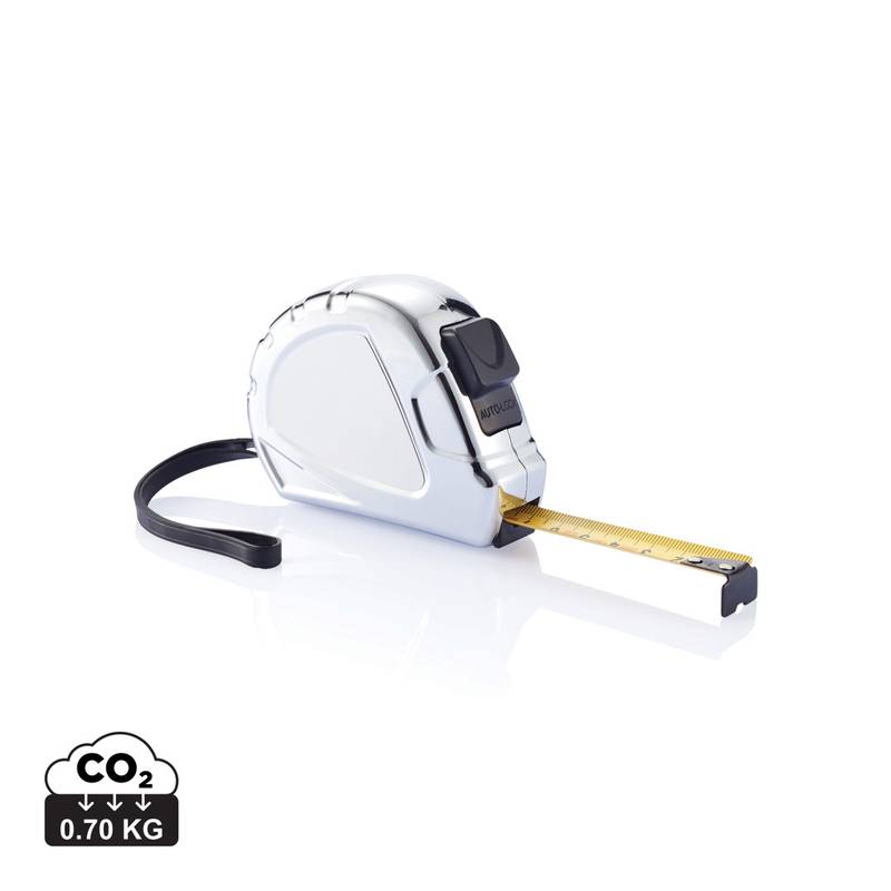 Kovový zvinovací meter, klip na opasok, 3m x 16mm, strieborná Kovový zvinovací meter, klip na opasok, 3m x 16mm, strieborná