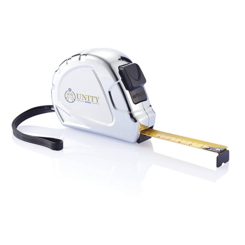 Kovový zvinovací meter, klip na opasok, 3m x 16mm, strieborná Kovový zvinovací meter, klip na opasok, 3m x 16mm, strieborná