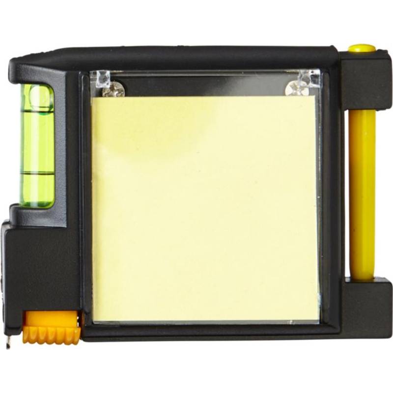 Plastový zvinovací meter 2 m, vodováha, poznámkový blok Plastový zvinovací meter 2 m, vodováha, poznámkový blok