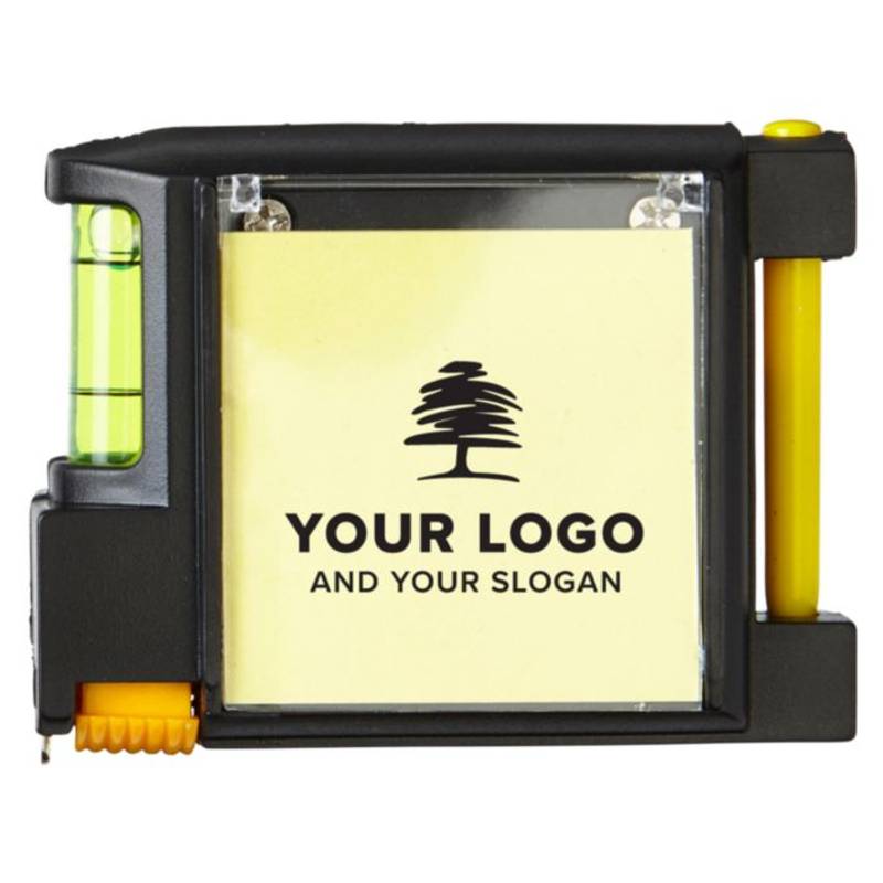 Plastový zvinovací meter 2 m, vodováha, poznámkový blok Plastový zvinovací meter 2 m, vodováha, poznámkový blok