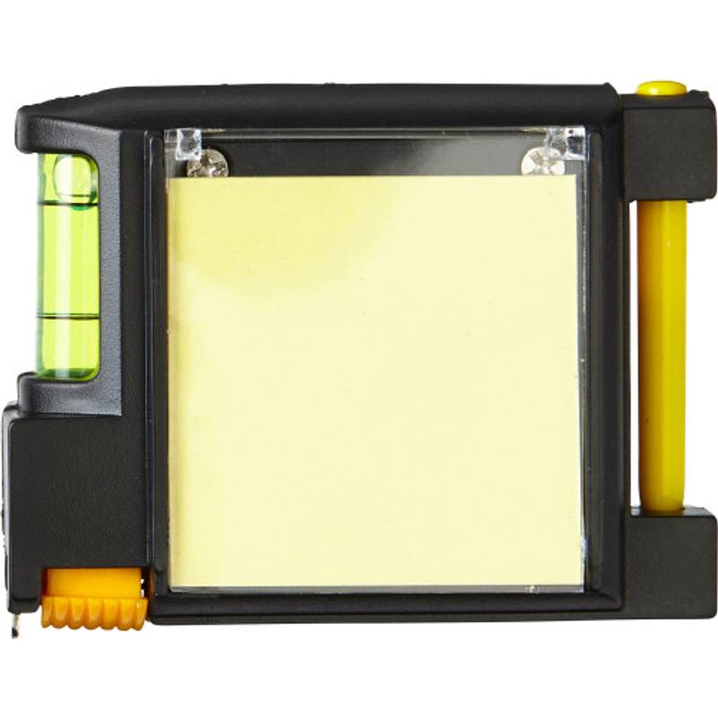 Plastový zvinovací meter 2 m, vodováha, poznámkový blok Plastový zvinovací meter 2 m, vodováha, poznámkový blok