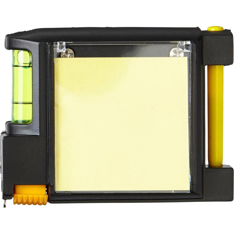 Plastový zvinovací meter 2 m, vodováha, poznámkový blok Plastový zvinovací meter 2 m, vodováha, poznámkový blok