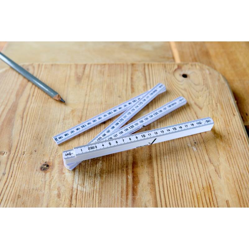 Skladacie plastové pravítko, 2m, biela Skladacie plastové pravítko, 2m, biela